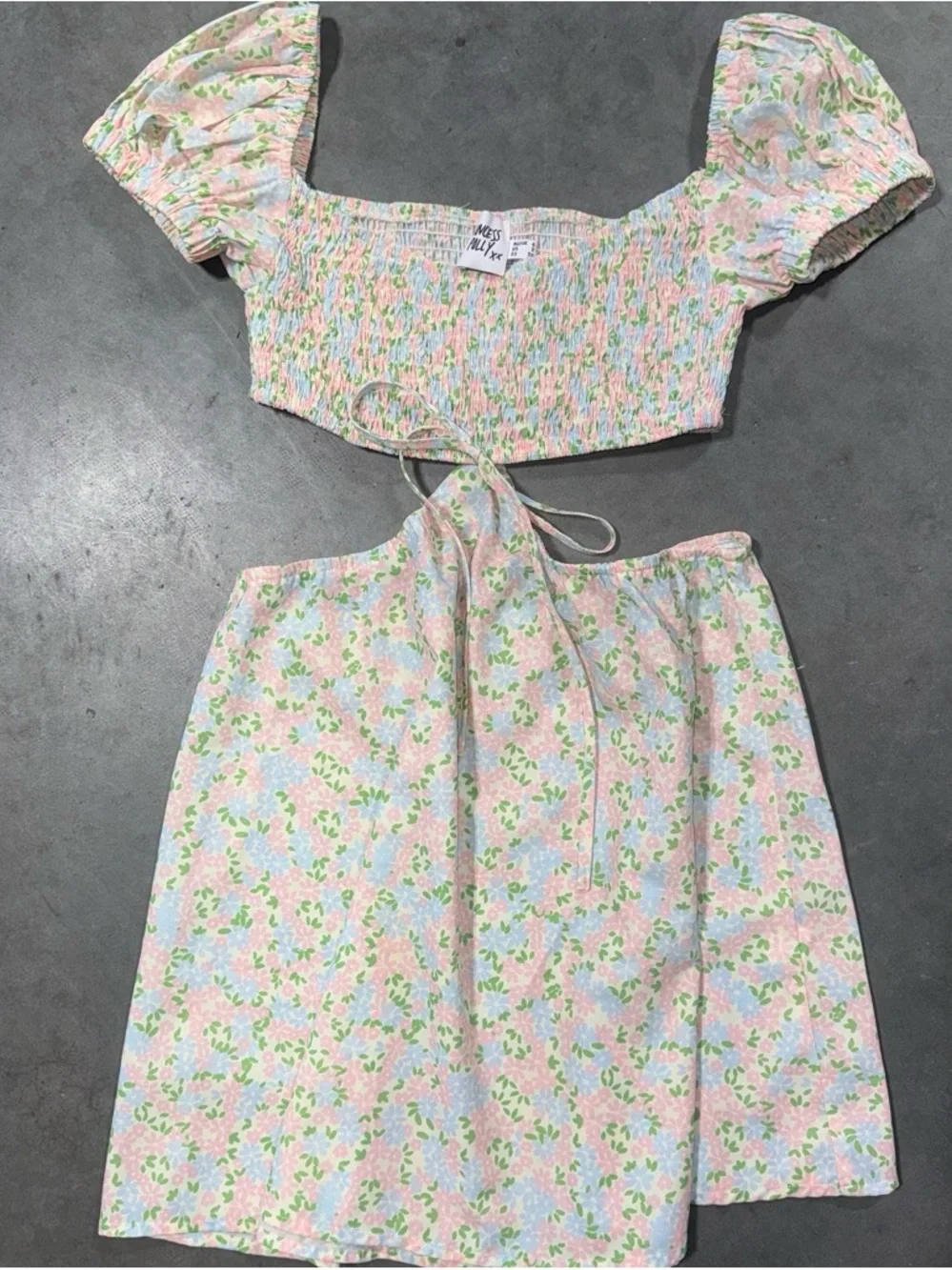 Princess Polly Pink Floral Puff-Sleeve Two-Piece Set